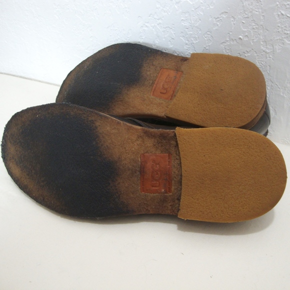 UGG Chukka Boots Black Leather Shearling Lined Men 11 12 13 Ankle Lace Up Shoes - Picture 6 of 6